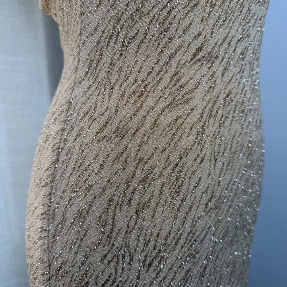 Y2K Vintage Jump Gown Cowl Neck Open Back Halter Gold Glitter Dress 11/12 - Picture 7 of 11